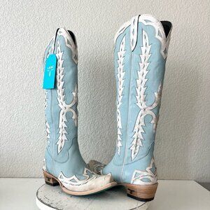 Lane CHASE THE WIND Knee High Womens Cowboy 7 Western Blue White Cowgirl Tall